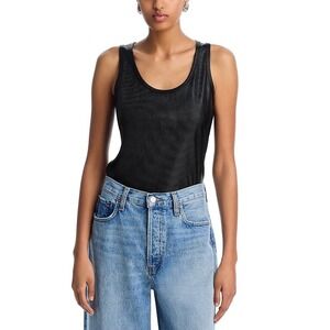 AQUA Shimmer Tank Top Sleeveless Ribbed Sparkle Party‎ Top XXS